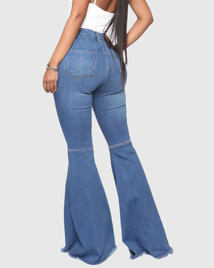 Jeans acampanados multicolor elásticos versátiles con levantacola de cintura alta