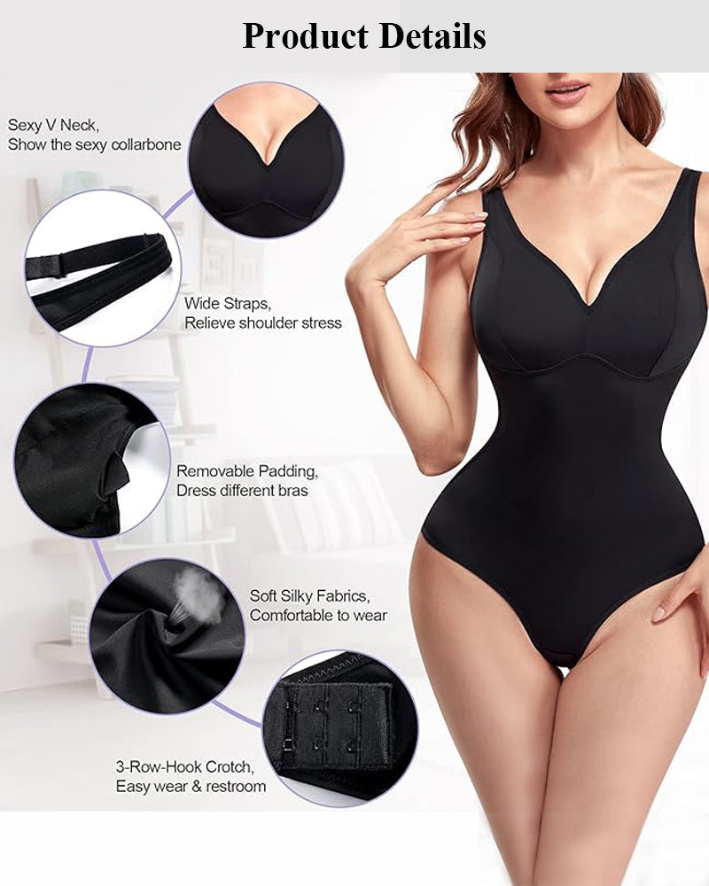 Modelador Corporal Slim Control de Abdomen Body Shaper con Escote en V Profundo y Tanga