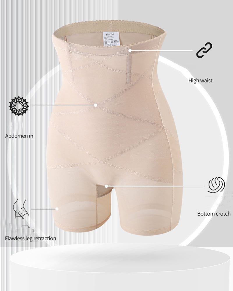 Shorts moldeadores de malla de cintura alta con control de abdomen para recuperación posparto y adelgazamiento