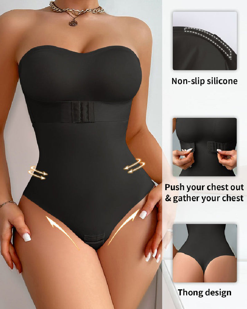 Body Shaper Femenino Sin Tirantes Control Abdomen Enterizo Sin Costuras con Tanga