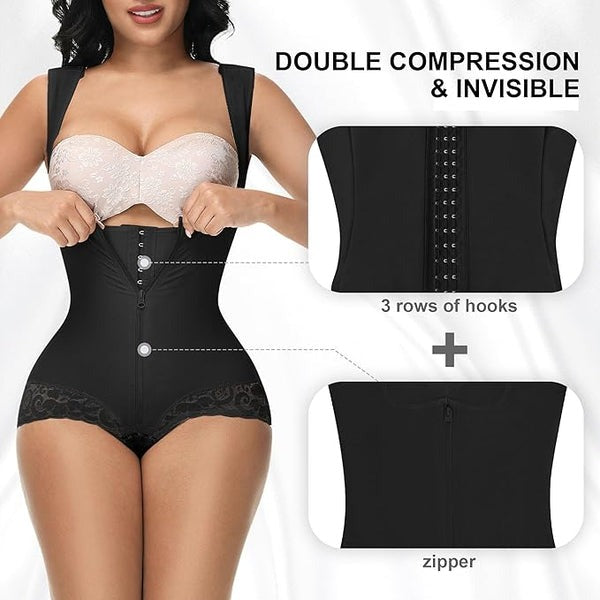 Shapshe® Moldeador Corporal de Alta Compresión con Control de Abdomen y Escote Abierto estilo Leopardo