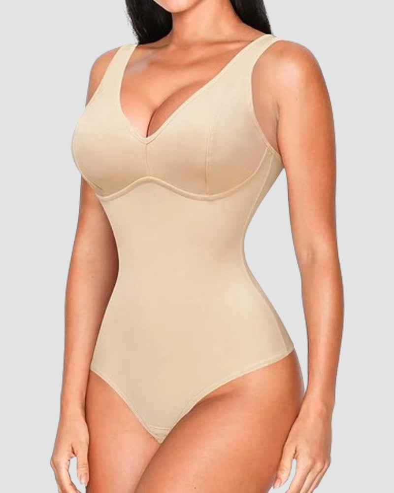 Modelador Corporal Slim Control de Abdomen Body Shaper con Escote en V Profundo y Tanga