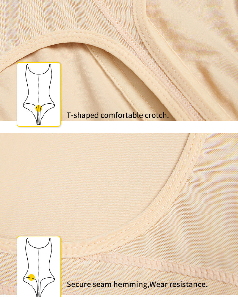 Moldeador de Cuerpo para Mujer con Control de Abdomen, Escote Abierto, Cierre de Cremallera, Tanga y Tallas Grandes