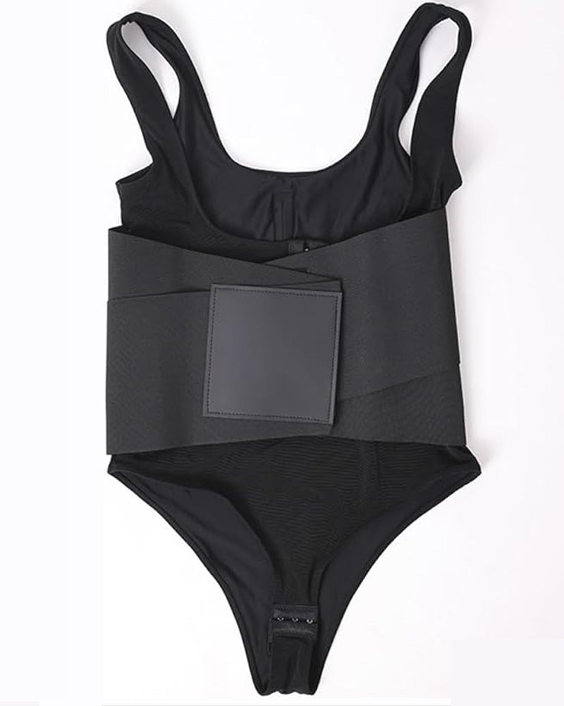 Mujer Body Faja Tanga de Control Abdominal con Espalda Baja y Cinturón Reforzado