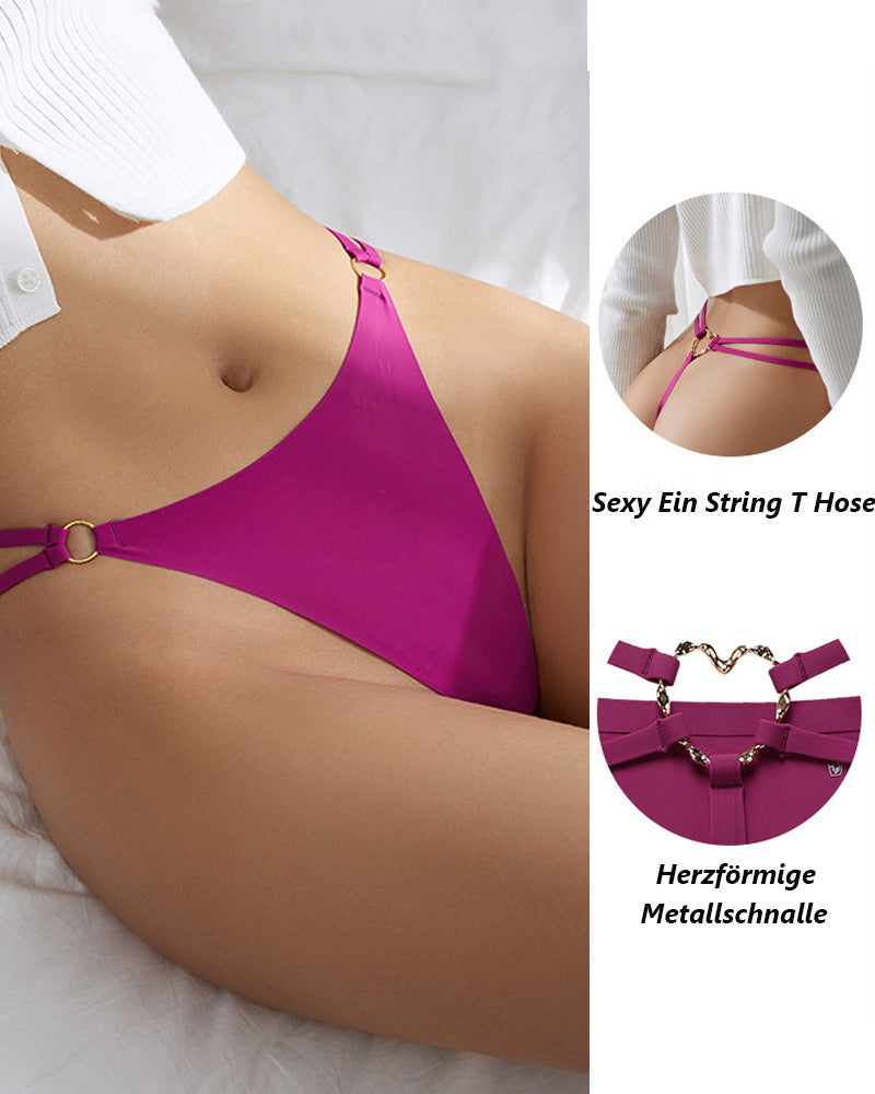 Tanga sin costuras para mujer, cintura baja, anillo metálico, sexy, ropa interior tentación T