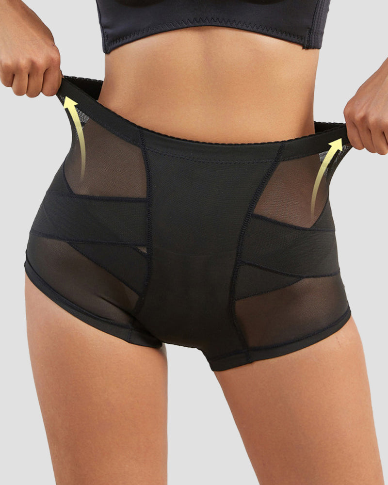 Shorts moldeadores de malla con control de abdomen, levantamiento de glúteos y almohadilla de espuma
