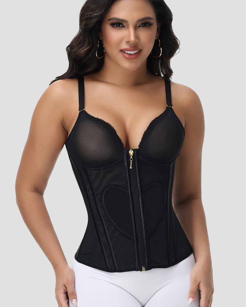 Shapshe® Fajas Colombianas Corset Top con Cremallera Entrenador de Cintura Love Pattern