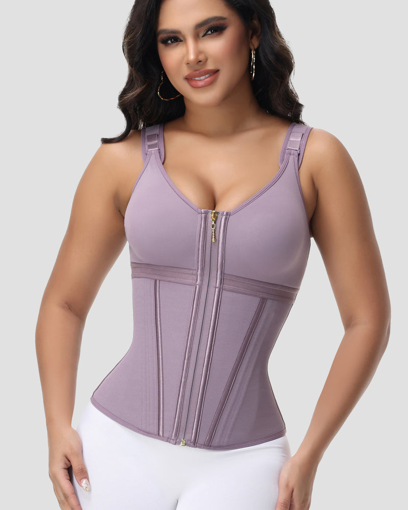 Shapshe® Fajas Colombianas Trainer de Cintura con Cremallera Frontal, Varillas de Acero y Control de Abdomen