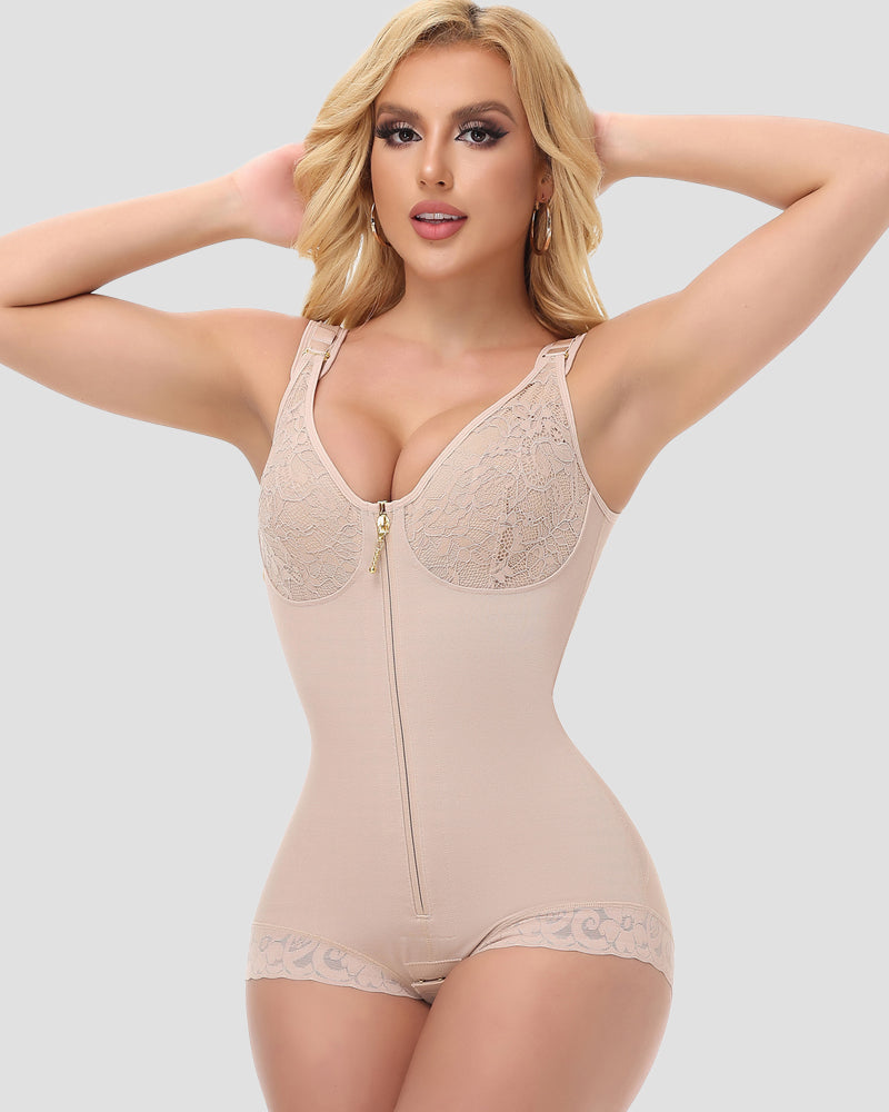 Shapshe® Fajas Colombianas con Copas de Encaje y Cierre Frontal Moldeador de Cuerpo