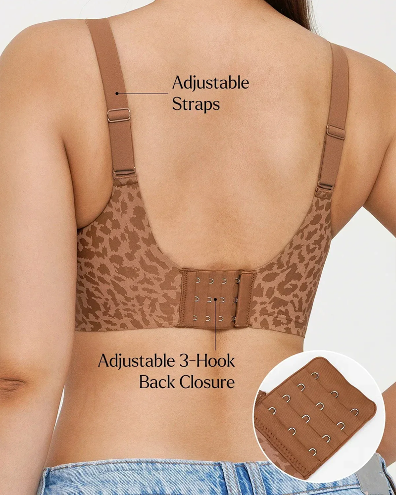 Sostén inalámbrico de cobertura total con estampado de leopardo