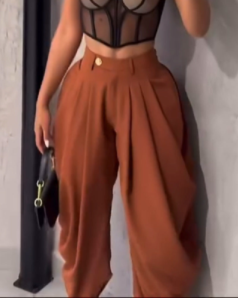 Pantalones Harem de Talle Alto Plisados y Pierna Ancha Shapshe® Leisure
