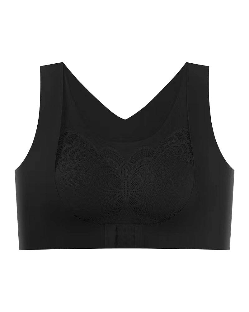 Sostén inalámbrico con copa push-up, broche frontal sin costuras, corrige la joroba