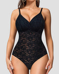 Body de encaje sexy moldeador con control de abdomen y tanga
