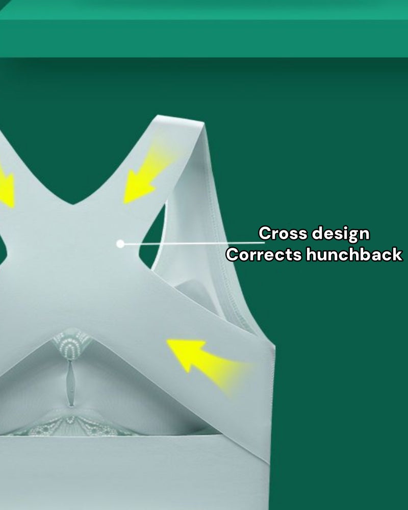 Sostén inalámbrico con copa push-up, broche frontal sin costuras, corrige la joroba