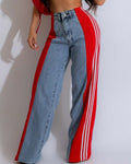 Jeans de tiro alto con paneles y 3 rayas anchos