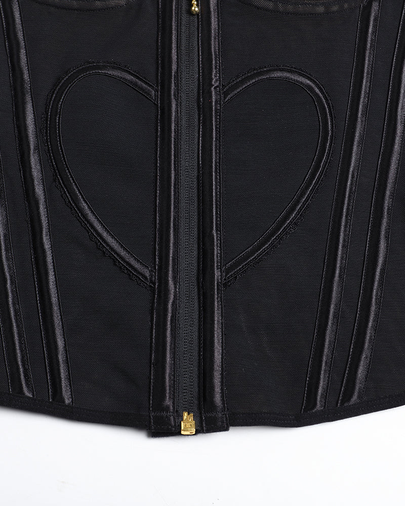 Shapshe® Fajas Colombianas Corset Top con Cremallera Entrenador de Cintura Love Pattern