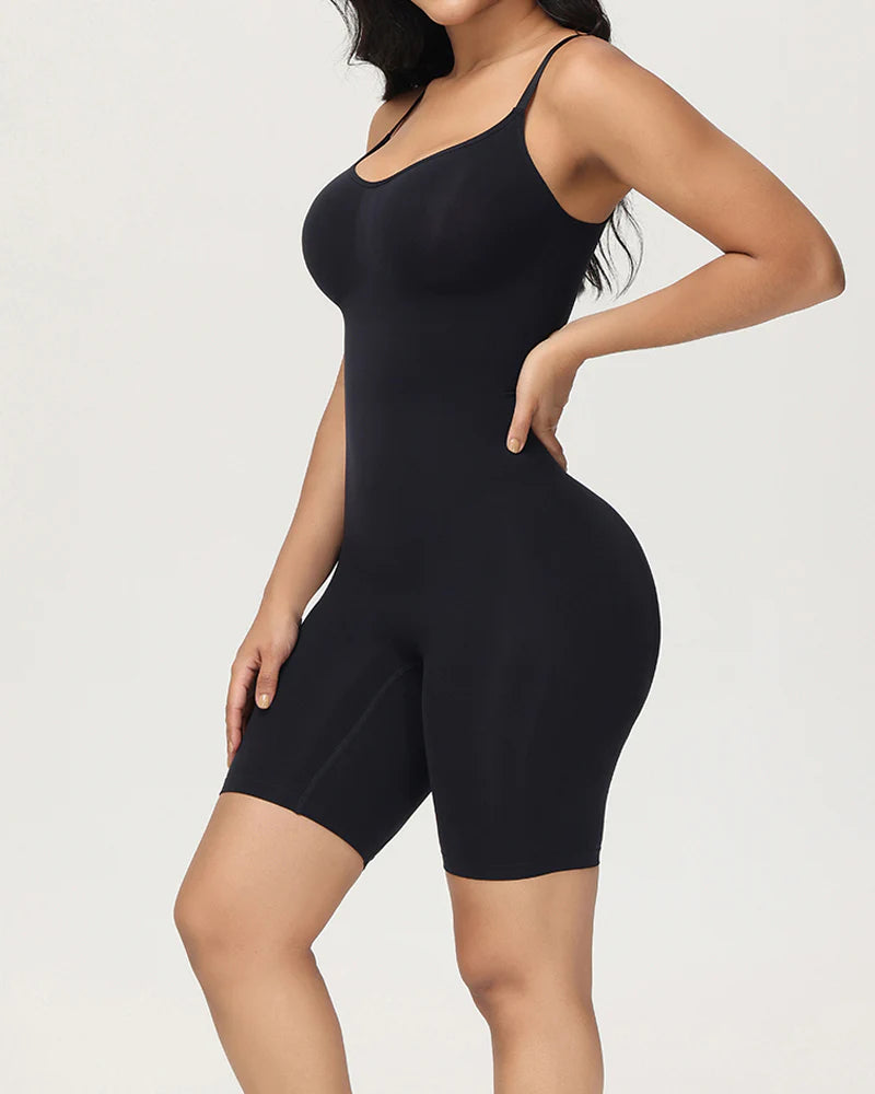 Modelador de Cuerpo Sin Costuras con Control de Abdomen y Diseño Acanalado, de Largo Medio hasta el Muslo