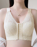 Anti-sagging Thin Minimizer Bras Full Cup Front Buckle Adjustable Wireless Lace Bra