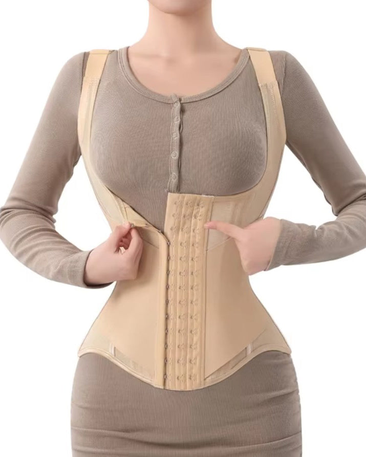 Fajas Colombianas Chaleco Moldeador de Cintura con Doble Capa, Control de Abdomen y Ballenas de Acero