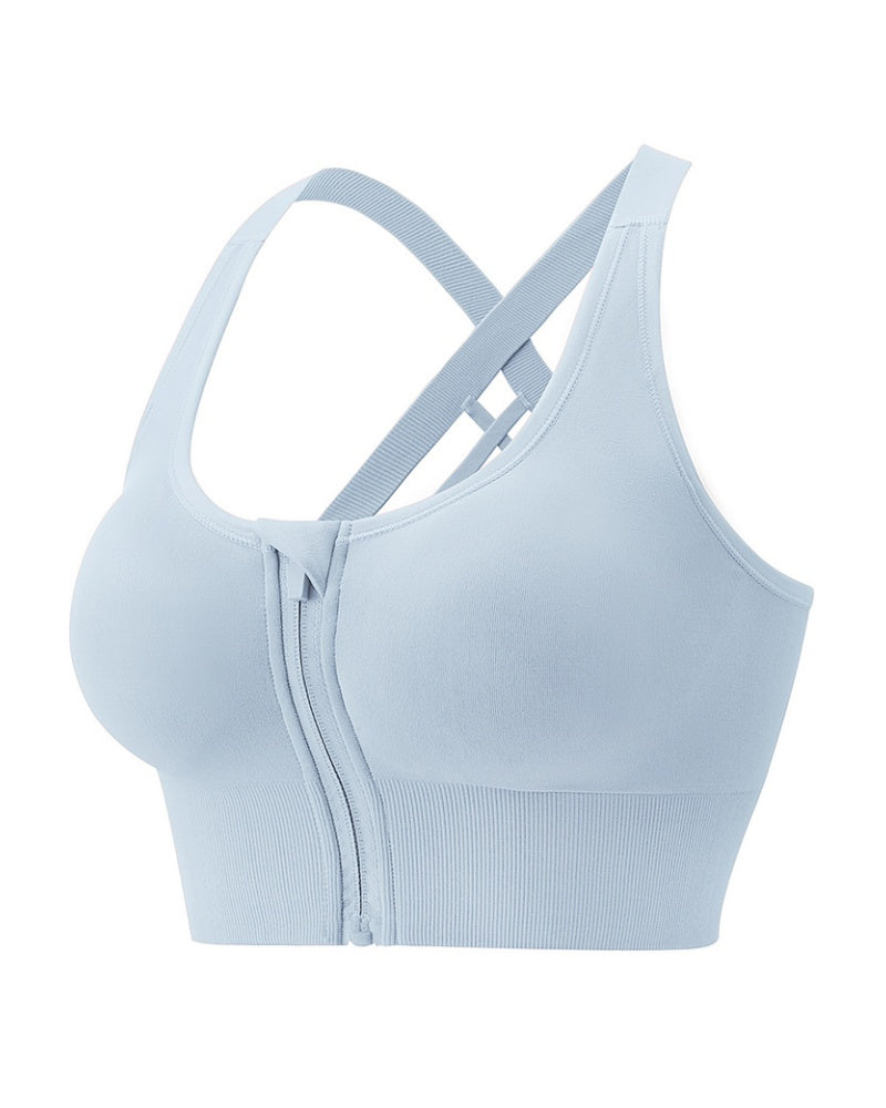 Sujetador deportivo push up anti-flacidez a prueba de golpes con cierre frontal para mujer