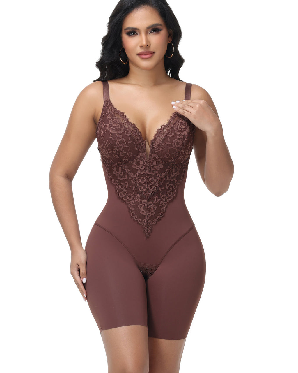 Shapshe® Body moldeador de encaje con escote profundo y espalda descubierta
