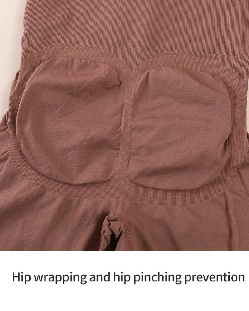 Enterizo de longitud media 2 en 1 sin costuras con doble control abdominal