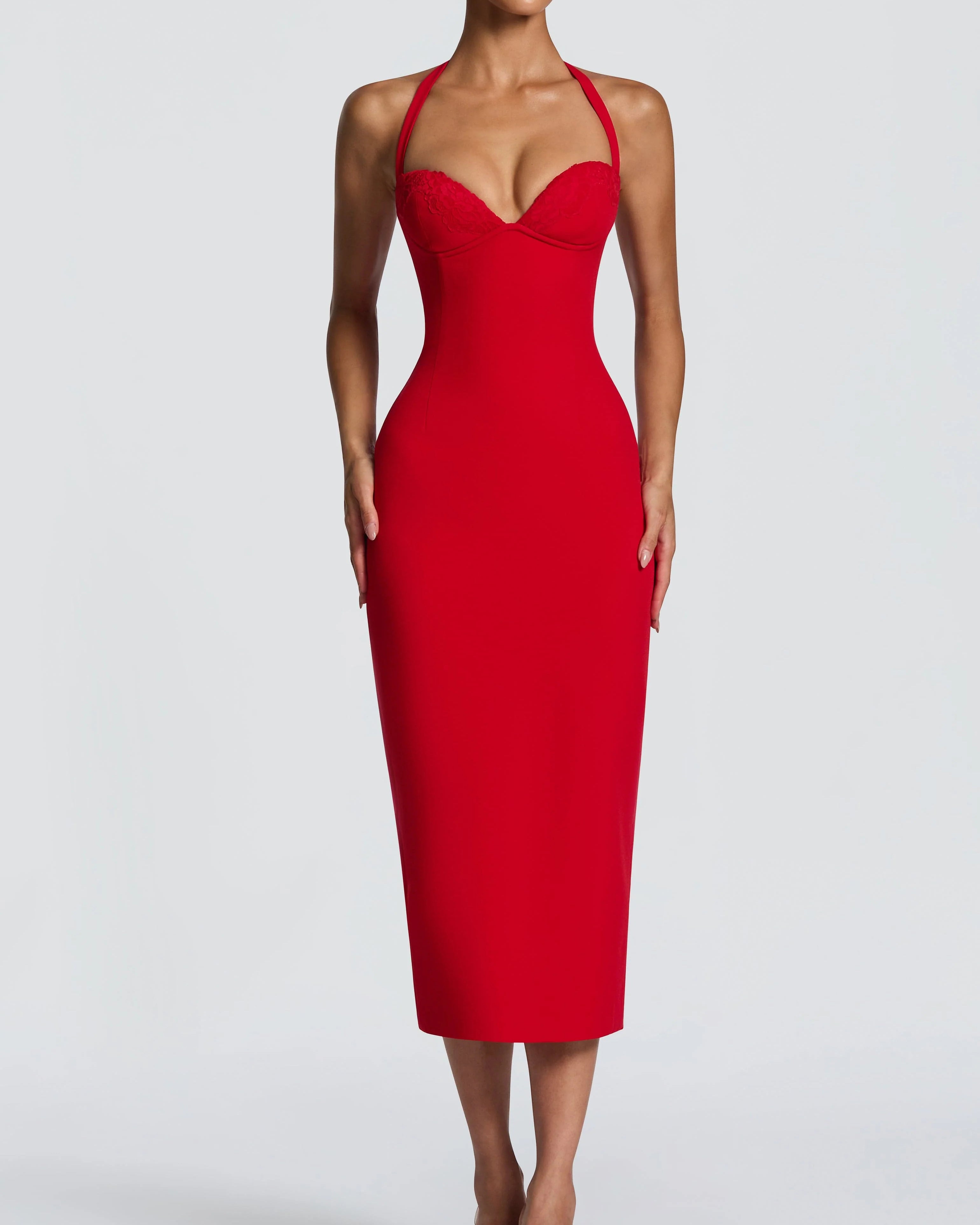 Vestido Ajustado Curvo Sexy Sin Espalda con Lazos