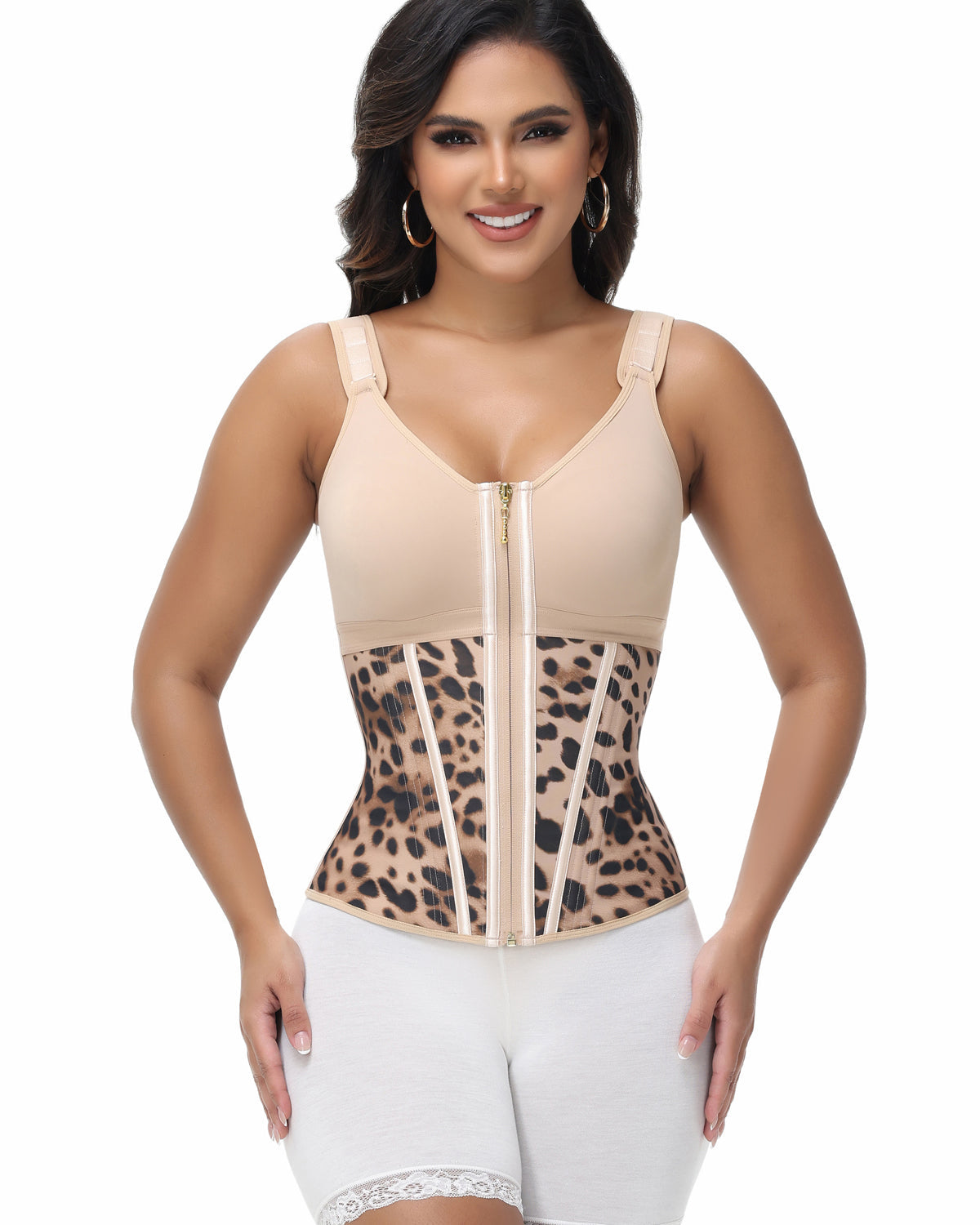 Chaleco de Leopardo para Mujer con Control de Abdomen y Cinturilla Moldeadora con Sostén
