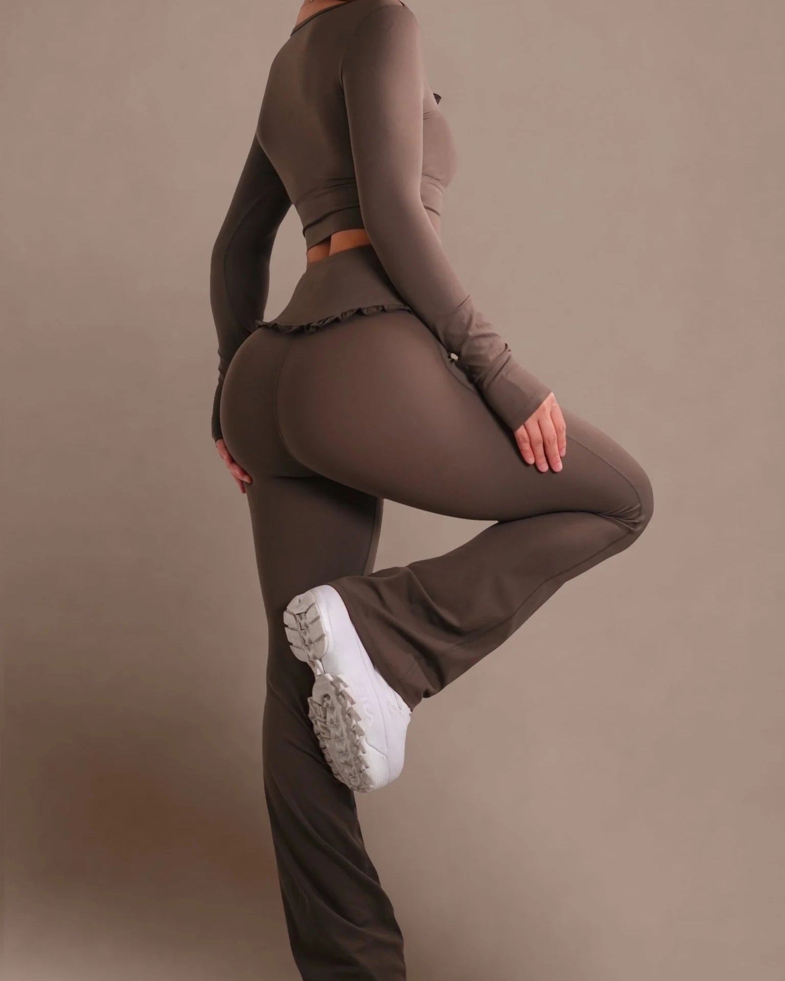 Conjunto Deportivo de Ballet con Volantes, Ajustado, Alta Elasticidad para Fitness y Yoga