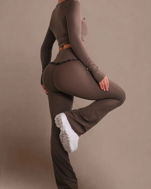 Conjunto Deportivo de Ballet con Volantes, Ajustado, Alta Elasticidad para Fitness y Yoga