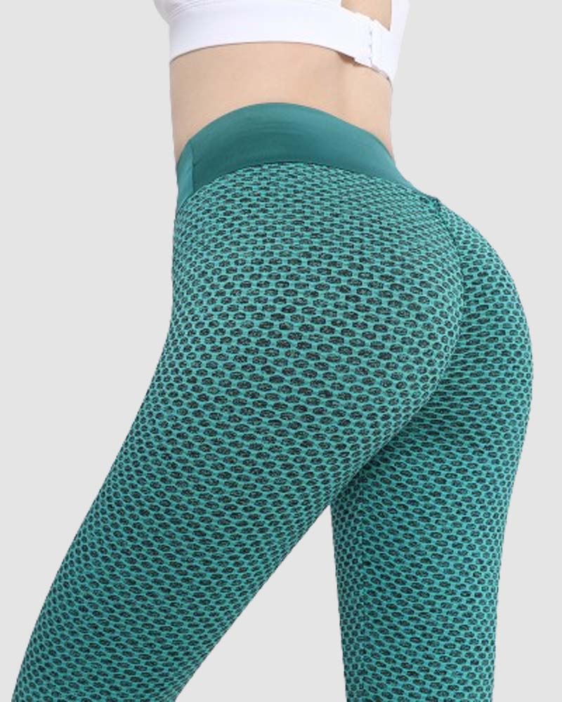 Leggings Deportivos Levantacola de Panal Anticelulitis de Cintura Alta para Yoga