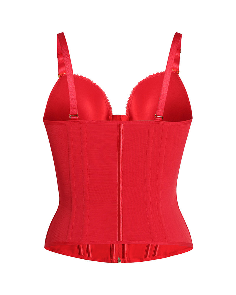 Shapshe® Fajas Colombianas Corset Top con Cremallera Entrenador de Cintura Love Pattern