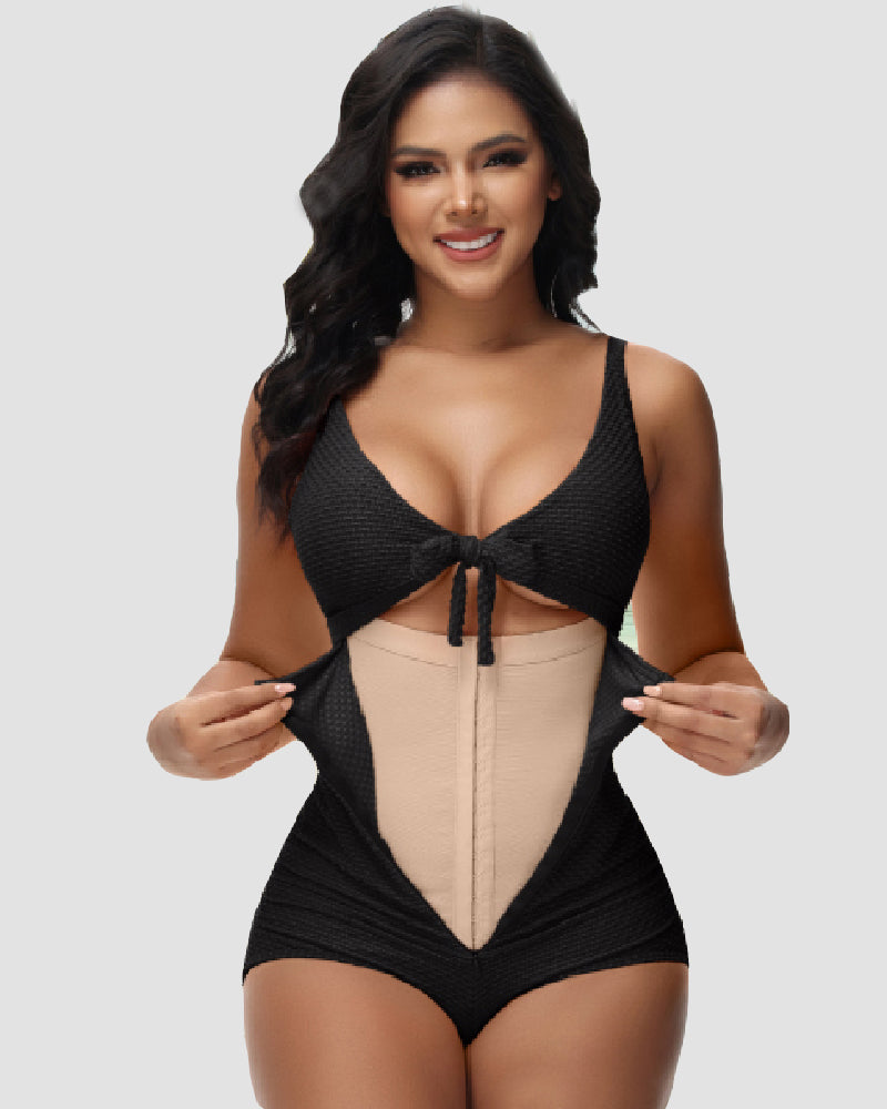 Shapshe® Traje de Baño Femenino con Control de Abdomen, Recorte, Nudo Frontal y Push Up Moldeador