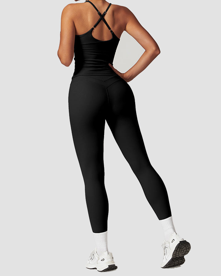 Conjunto de entrenamiento para correr y fitness de mujer con cintura alta