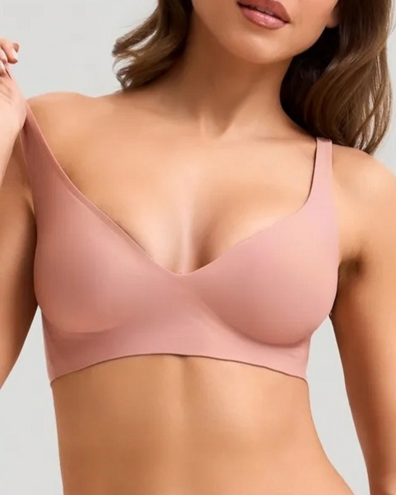 Brasier inalámbrico push up sin costuras con escote en V