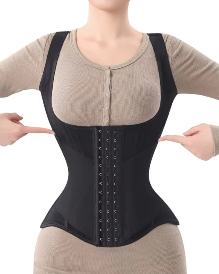 Fajas Colombianas Chaleco Moldeador de Cintura con Doble Capa, Control de Abdomen y Ballenas de Acero