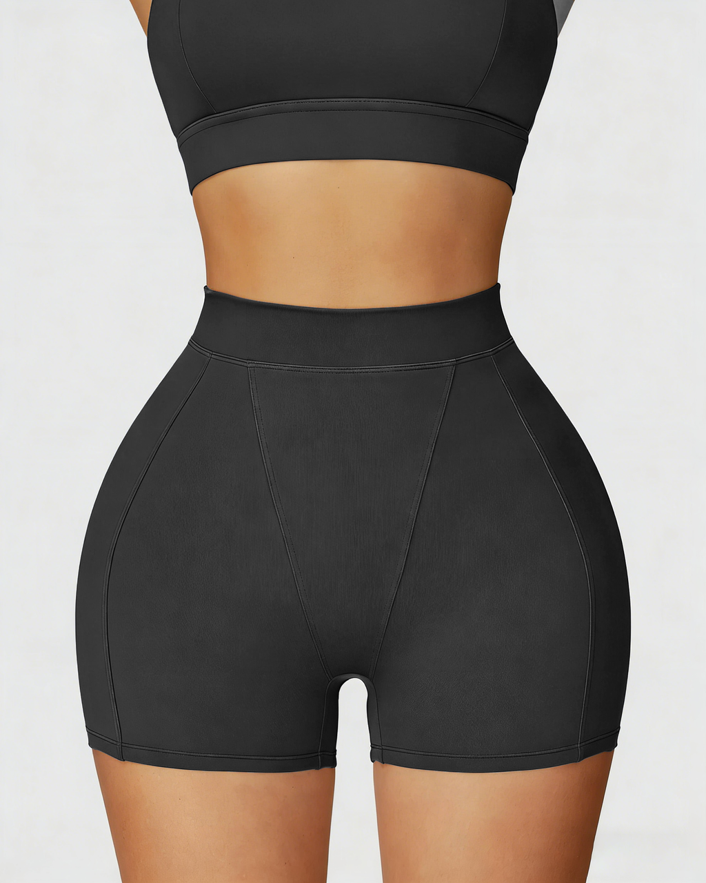 Shorts Cortos Ajustados Deportivos de Cintura Alta Core, Estilo Casual, Envoltura para Abdomen, para Correr, Fitness y Yoga al Aire Libre