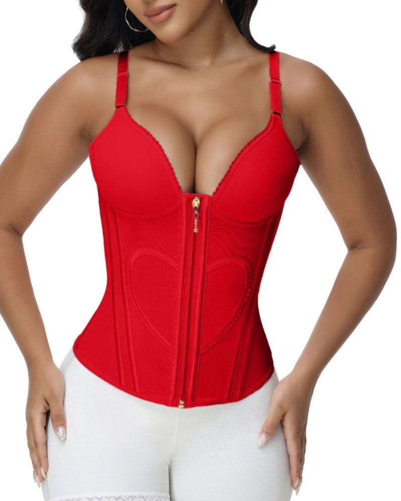Shapshe® Fajas Colombianas Corset Top con Cremallera Entrenador de Cintura Love Pattern
