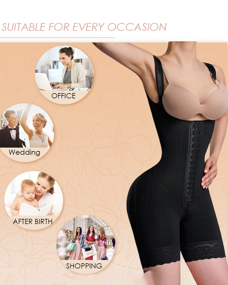 Shapshe® Body moldeador de control abdominal, escote abierto, corte hasta medio muslo, figura de reloj de arena