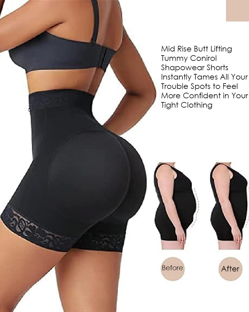 Shapshe® Short moldeador con cinturilla media, control de abdomen, cierre frontal, alta compresión y levantador de glúteos