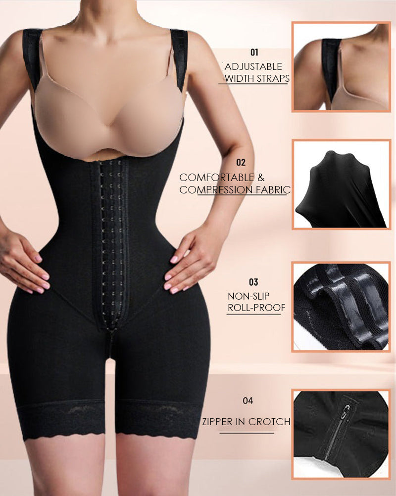 Shapshe® Body moldeador de control abdominal, escote abierto, corte hasta medio muslo, figura de reloj de arena