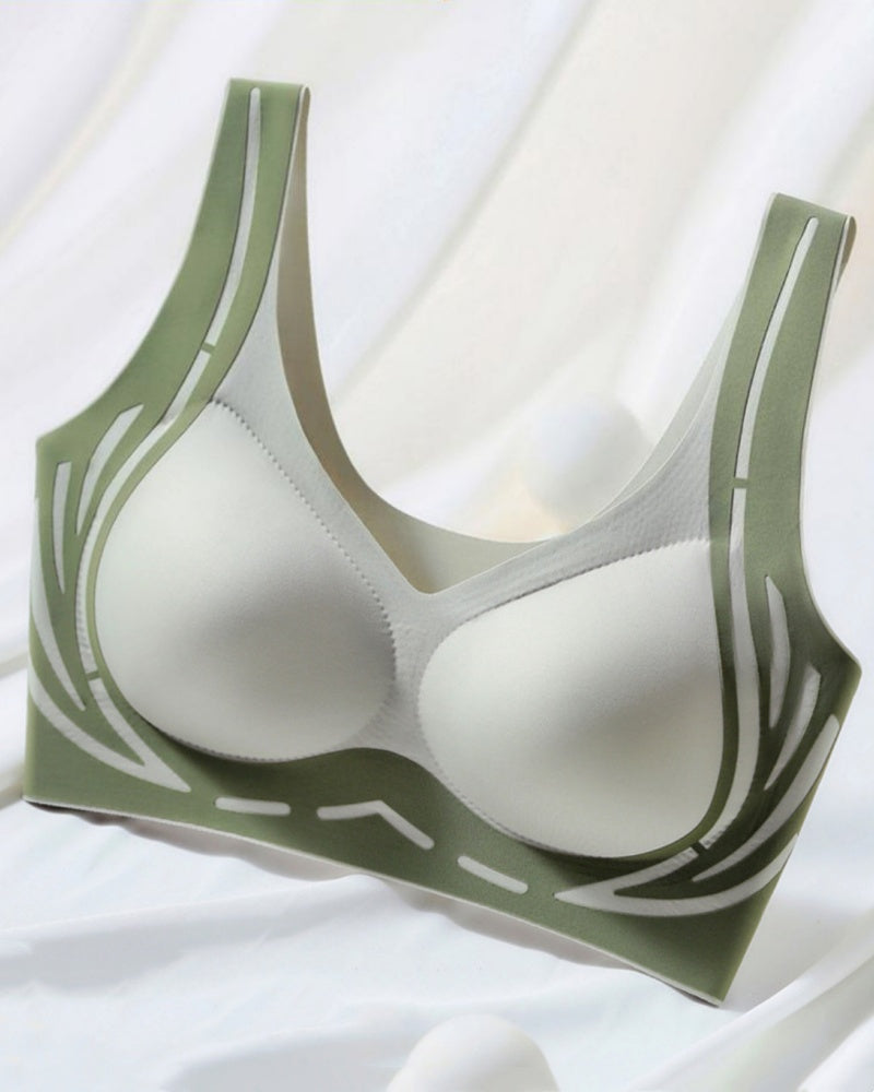 Sostén para Dormir Sin Costuras y Sin Aros con Push Up y Colores Contrastantes