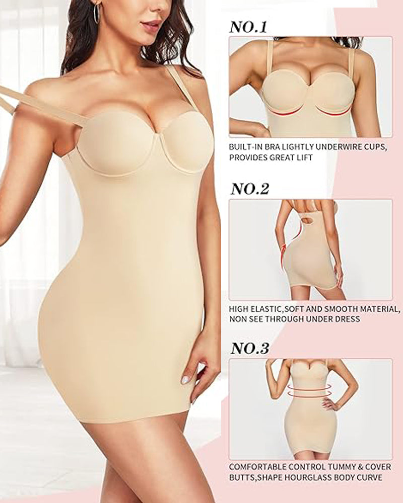 Vestidos Moldeadores Ajustados Sin Tirantes Con Control De Abdomen Y Sostén Incorporado