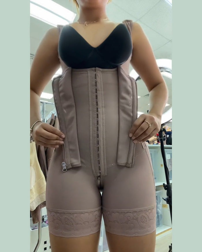 Shapshe® Faja de Alta Compresión con Cremallera Frontal hasta Media Muslo