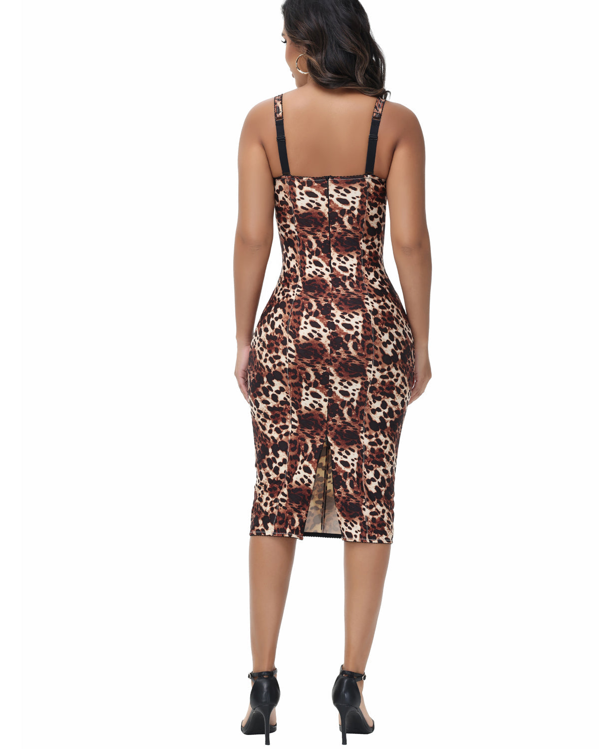 Shapshe® Vestido Midi Ajustado con Tirantes Sexys y Cintura Envuelta con Sostén Incorporado