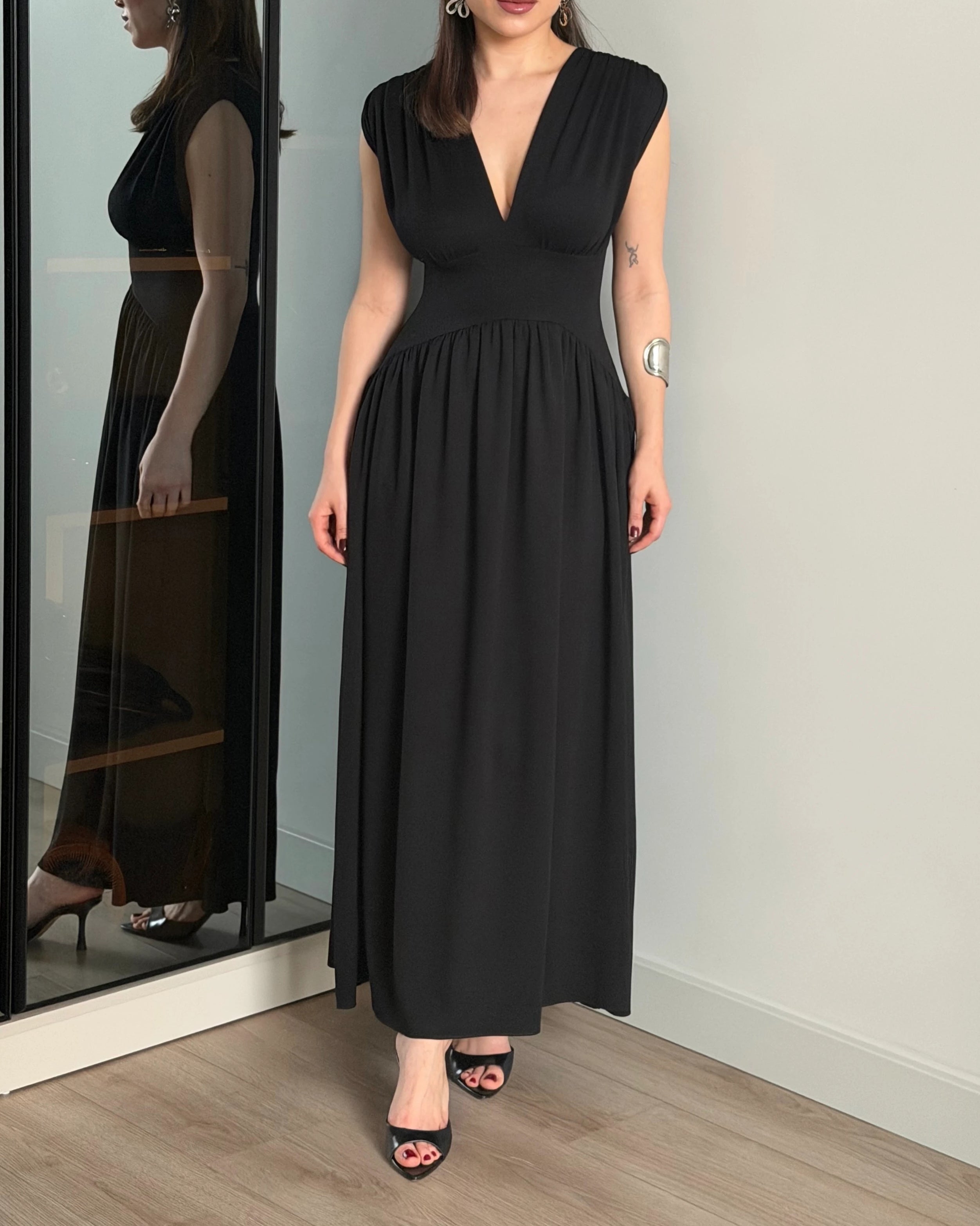 Vestido Largo Elegante y Slim que Adelgaza sin Mangas