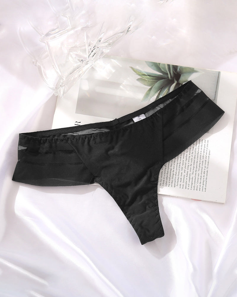 Bragas Sexys de Seda Helada a Rayas para Mujer, Sin Costuras, de Cintura Baja y Transpirables, Tanga