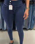 Jeans Colombianos Ajustados Shapshe® de Cintura Alta con Botones Laterales y Levantacola