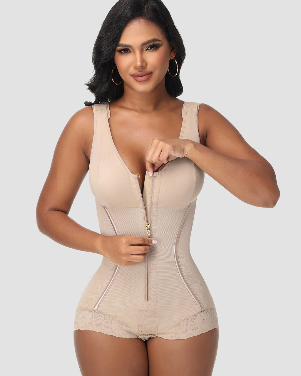 Body de compresión alta de cuerpo entero con control de abdomen y cierre, moderno y slim