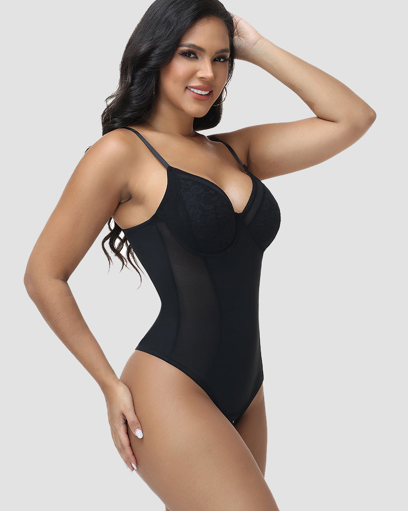 Shapshe® Body Modelador Tipo Tanga con Copa de Encaje y Control de Abdomen